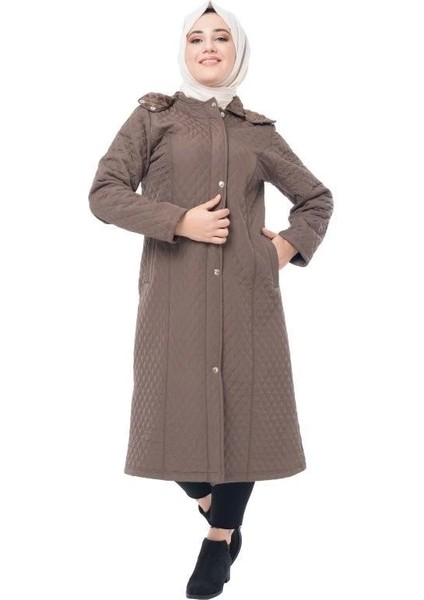 Kapüşonlu Kapitone Tesettür Mont Kahverengi fiyatları