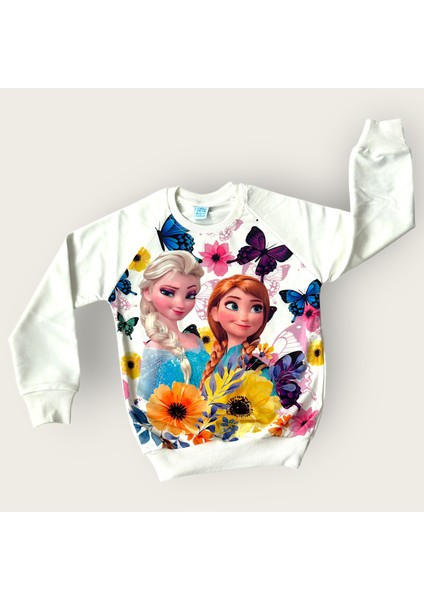 Kız Çocuk Frozen Elsa Karakter Baskılı Sweatshirt