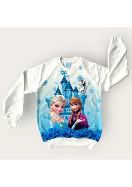 Kız Çocuk Frozen Elsa Karakter Baskılı Sweatshirt