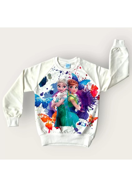 Kız Çocuk Frozen Elsa Karakter Baskılı Sweatshirt