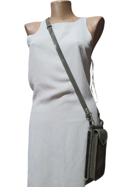 Asklepios Model El Yapımı Deri Gri Renk Telefonluk Askılı Omuz Çantası fiyatları