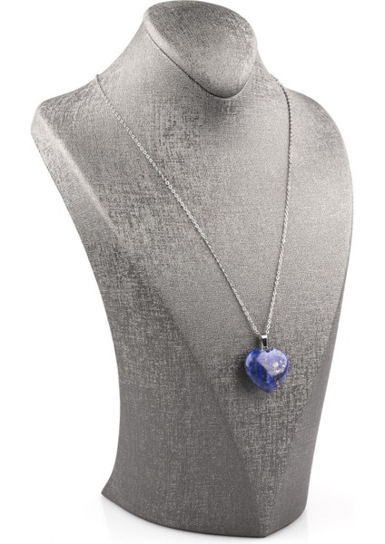 Doğal Lapis Lazuli Kalp Kolye Zincir Dahil fiyatları