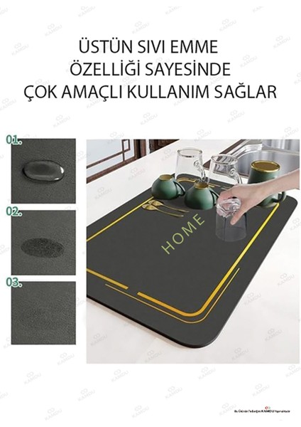 Siyah Renk Bulaşık Matı 35 X 50 Cm Kurulama Matı, Tezgah Üstü Mat, Sihirli Paspas modelleri