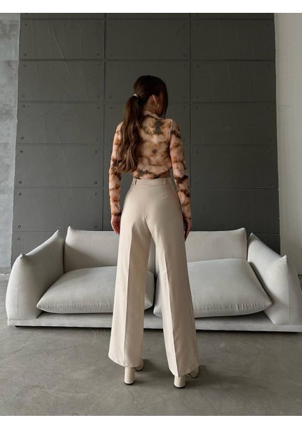 Pileli Krem Palazzo Kadın Pantolon fiyatları