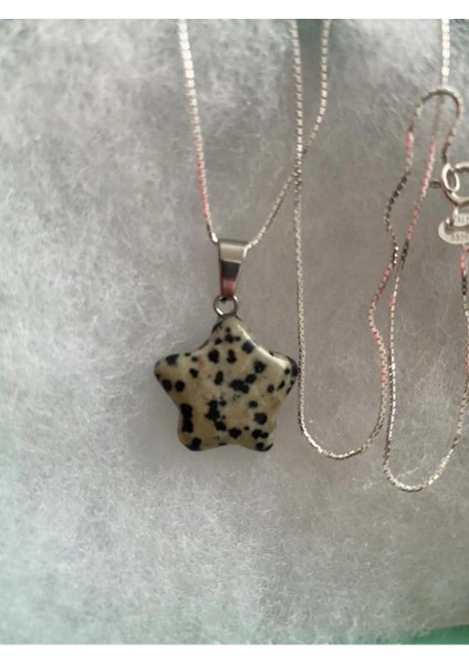 Sertifikalı Jasper Dalmaçyalı Doğal Taş Yıldız Kesim Kolye fiyatları