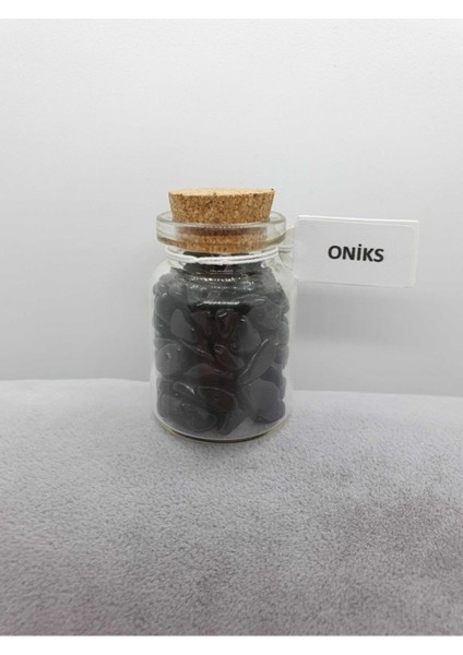 Sertifikalı Tüp Şişelerde Kırık Doğal Taşlar (Oniks Taşı Delikli) 4 x 2cm Büyük Boy