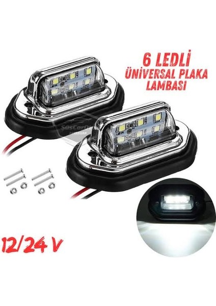 Universal Plaka Lambası 12-24V Nikel Smd Ledli Beyaz 2li 2 Adet Beyaz
