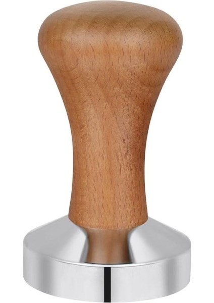 Kahve Tamperi -Siyah Ahşap Sap - Düz Tabanlı -Espresso Tamperi - Kahve Düzleştirici - Çap: 58 mm