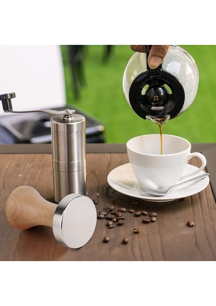 Kahve Tamperi -Siyah Ahşap Sap - Düz Tabanlı -Espresso Tamperi - Kahve Düzleştirici - Çap: 58 mm