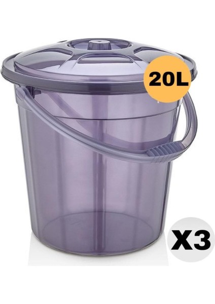Premium Şeffaf Su Kovası / Temizlik Kovası 20 Lt 3 Adet