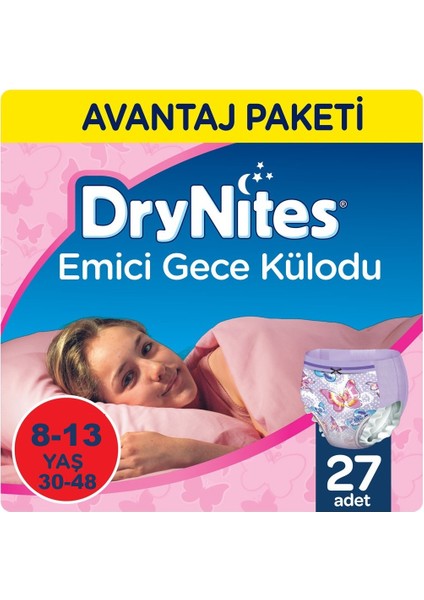 Emici Gece Külodu/külot Bez Kız 8-13 Yaş 30-48KG Large 27 Adet 3pk*9 Alt Islatmalara Karşı modelleri