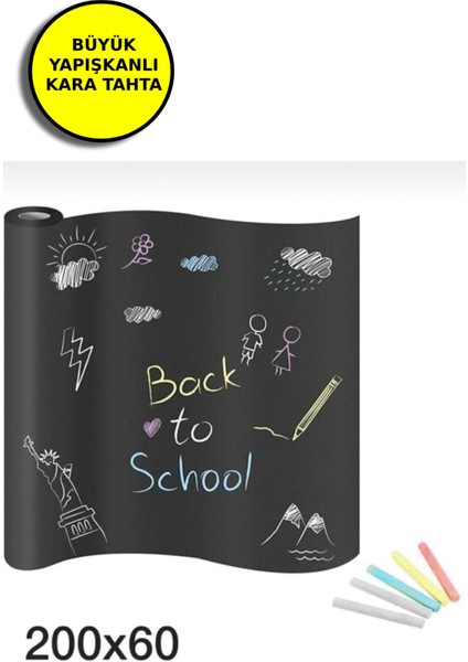 Büyük Boy Yapışkanlı Kara Tahta Sticker