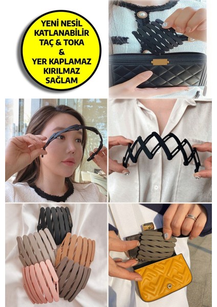 Unisex Katlanabilir Taç Toka Siyah