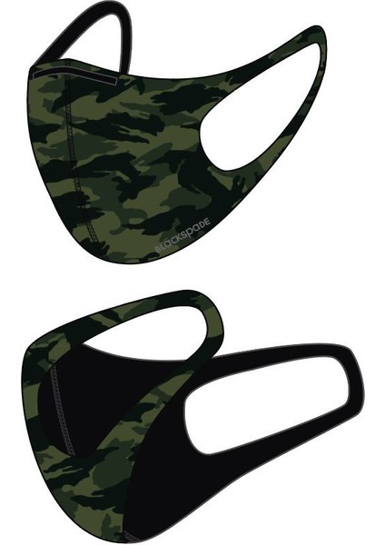 Blackspade Unisex Koruyucu Maske Yeşil Kamo S