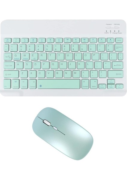 Samsung Galaxy Tab A SM-P585 10.1" Uyumlu Kablosuz Bluetooth Şarj Edilebilir Klavye Mouse Seti - Yeşil