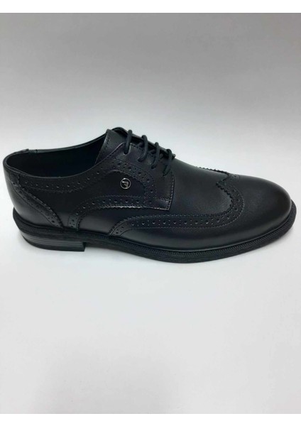 Hakiki Deri Moliere Model Siyah Bağcıklı Kauçuk Taban Erkek Ayakkabı C-822304RW