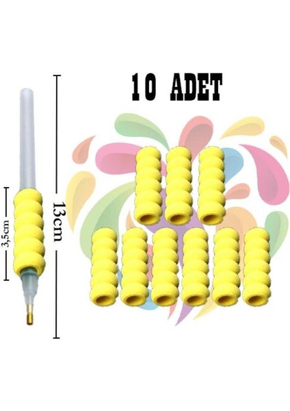 Kalem Için Sarı Sünger Parmak Tutucu - 10\'lu Paket | Mozaik Puzzle | Mozaik Tablo Aksesuarı