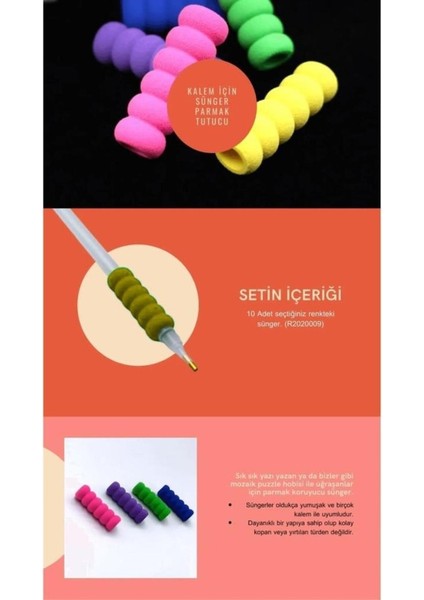 Kalem Için Sarı Sünger Parmak Tutucu - 10\'lu Paket | Mozaik Puzzle | Mozaik Tablo Aksesuarı fiyatları
