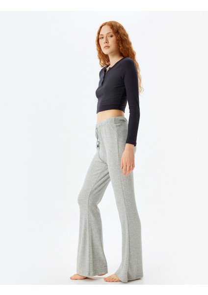 Örme Pijama Altı Beli Lastikli Bağlamalı Yumuşak Dokulu