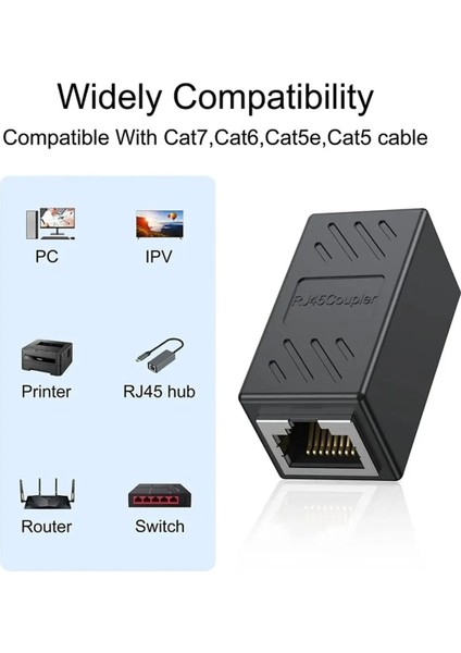 Yeni Gigabit RJ45 Dişi Dişi CAT5/CAT6/CAT7CAT8 Ethernet Lan Ağı Birleştirici Ara Internet Kablosu Uzatıcı 20 Adet