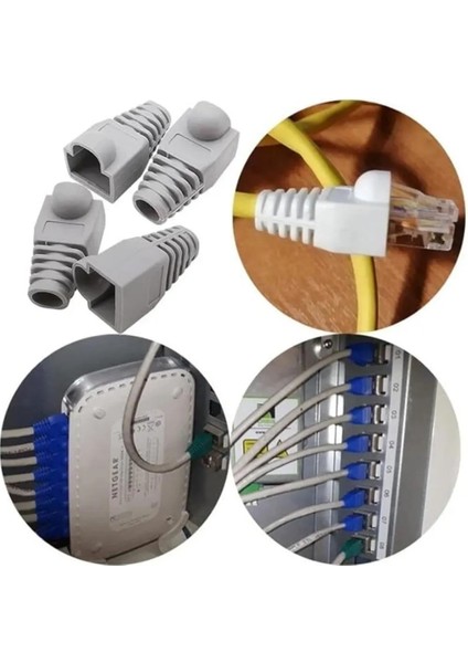 100'LÜ Paket RJ45 Cat6 CAT6E Cat5 CAT5E Ethernet Ağ Kablosu Jakı Koruma Cover Kılıfı Kablo Konektörü