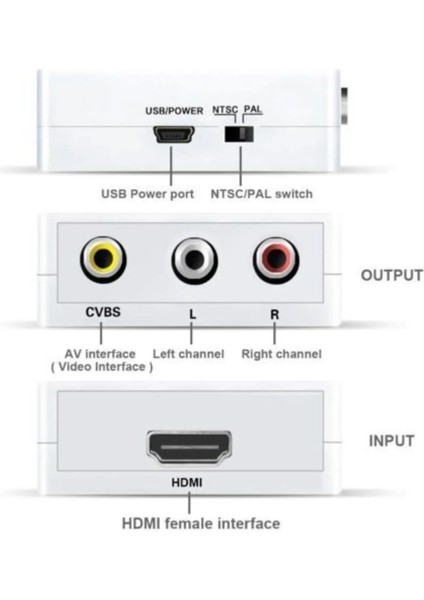 HDMI to RCA TOS AV Çevirici Dönüştürücü Tüplü TV AV Video Adaptör Full hd 1080 Çevirici Converter