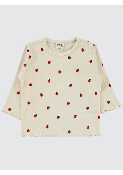Kız Bebek Sweatshirt 6-18 Ay Fildişi