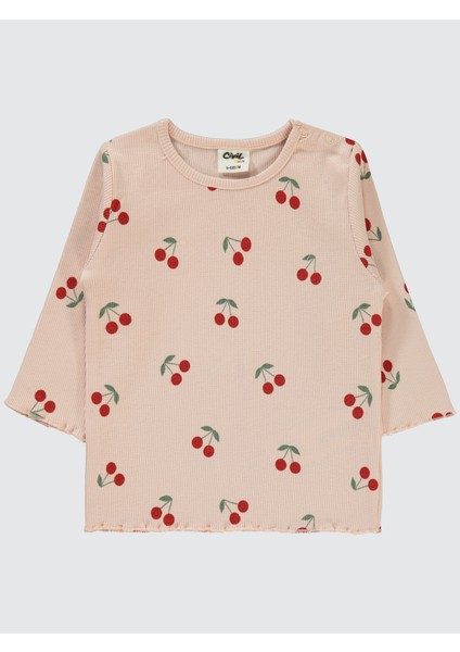 Kız Bebek Sweatshirt 6-18 Ay Pudra