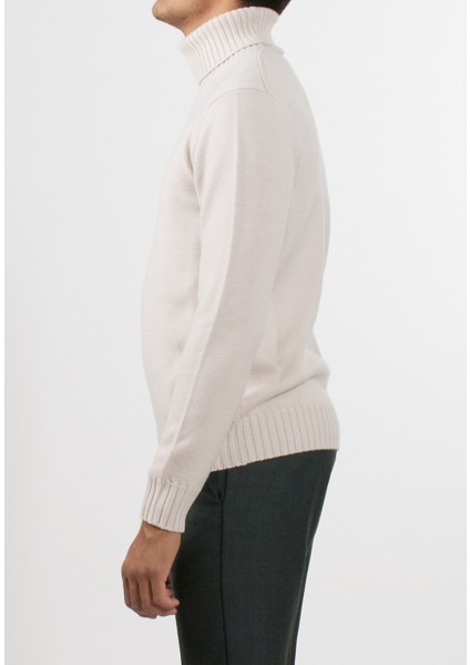 Balıkçı Yaka Slim Fit Kırık Beyaz Erkek Kazak AU-7031G Turtle Neck modelleri
