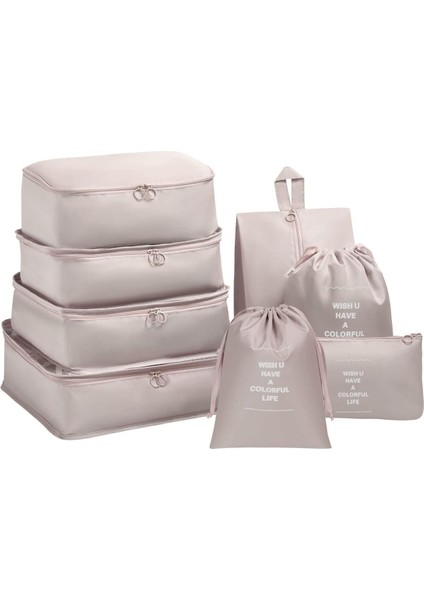 Seyahat Organizatör Bavul Ambalaj Seti Saklama Kutuları, Hurcu, Taşınabil Bagaj 8 Parça fırsatları