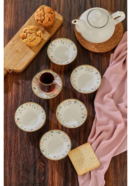 6'lı Çay Tabağı Seti | 6 Farklı Şık Desen | Dayanıklı ve Modern Tasarım