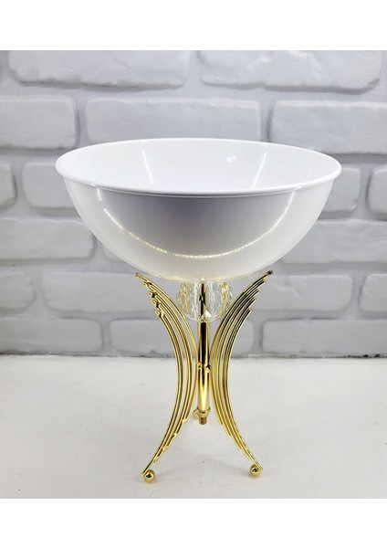 Modern Dekoratif Angel Model Gold Ayaklı Taşlı Beyaz Büyük Salon Vazo Masa Üstü Aksesuar Dekor
