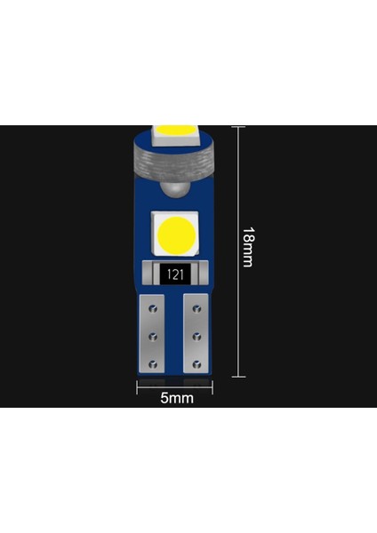 5 Adet Mavi T5 LED Kilometre Kadran Ambians Aydınlatma Ampulü