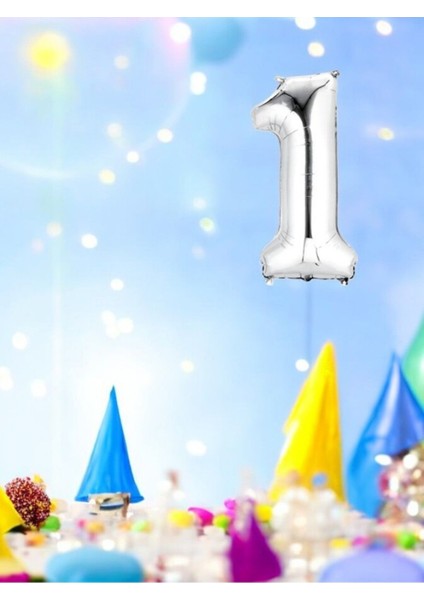 Gümüş Renk 1 Rakamlı Folyo Balon (16 Inç / 40 cm ) - Doğum Günü Parti ve Eğlenceli Etkinlikler Için fiyatları