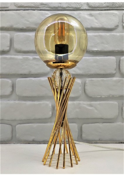 Gold Kaplama Burgu Metal Ayaklı Kristal Cam Toplu Gold Şeffaf Glob Camlı Abajur Masa Lambası fiyatları