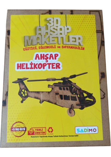 3D Ahşap Helikopter Maketi