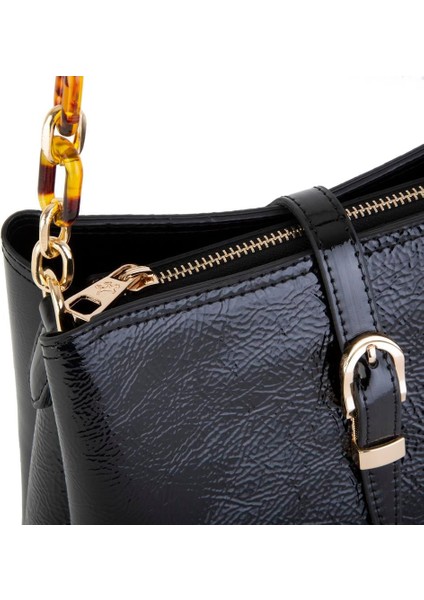 Vera Çanta Nas Bag Kadın El ve Omuz Çanta Siyah Düz Rugan fırsatları