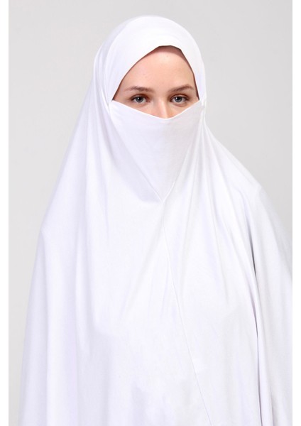 Manolyaşal Pratik Eşarp Standart Beden Peçeli 5xl Sufle - Beyaz