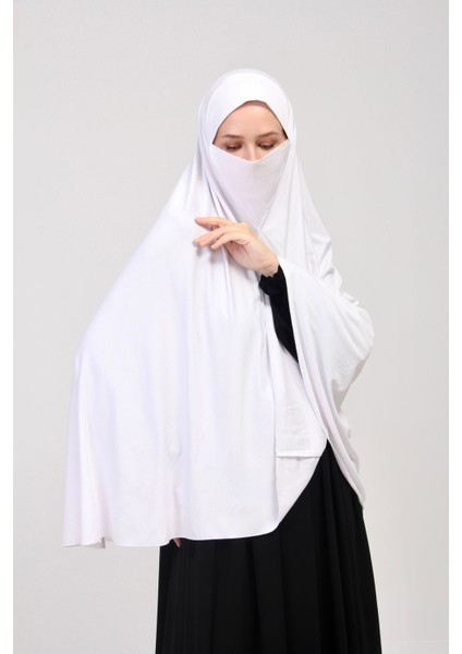 Manolyaşal Pratik Eşarp Standart Beden Peçeli 5xl Sufle - Beyaz