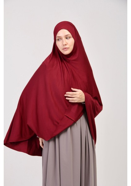 Manolyaşal Pratik Eşarp Standart Beden Peçeli 5xl Sufle - Bordo
