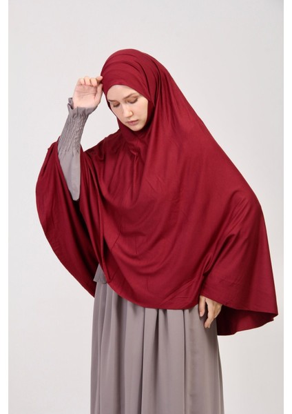 Manolyaşal Pratik Eşarp Standart Beden Peçeli 5xl Sufle - Bordo