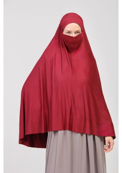 Manolyaşal Pratik Eşarp Standart Beden Peçeli 5xl Sufle - Bordo