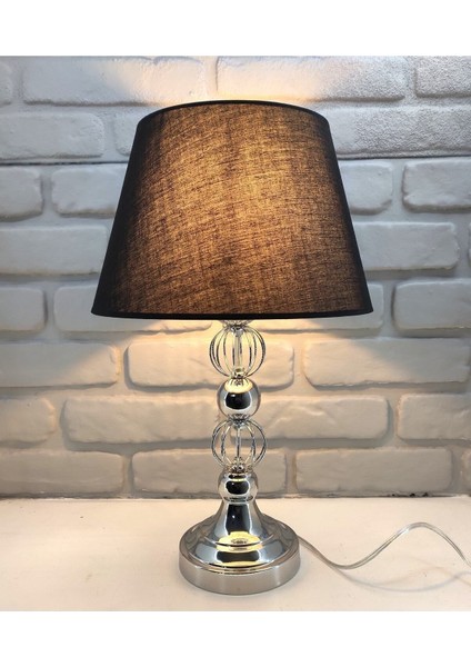 Krom Kaplama Tel Toplu Metal Ayaklı Siyah Kumaş Şapkalı Salon Abajur Masa Gece Lambası Modelleri fiyatları