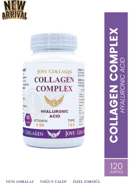 Komplex Kollajen Tip 1-2-3 Hidrolize Kollajen peptit Hyaluronik Asit C ve D3 Vit 120 Kapsül