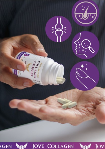 Komplex Kollajen Tip 1-2-3 Hidrolize Kollajen peptit Hyaluronik Asit C ve D3 Vit 120 Kapsül