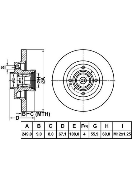 50160 Fren Disk Arka Düz 249-4 207 307 06-C4 04-10 4249.34