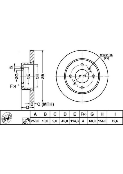 50330 Fren Disk Arka Düz 258-4 Nissan Primera 96-02-Nissan Almera Iı 00-9 4320699J01