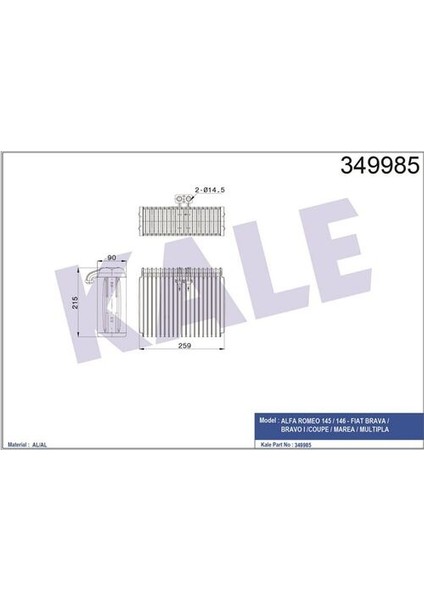 349985 Evaporator Alfa Romeo 145-146-FIAT Brava-Bravo I Coupe-Marea-Multipla 46721961