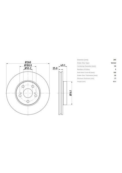 -10105-30301 Fren Aynası Ön 260MM Avensis 2.0 16V 1998-2002 MRMOEM-1059656