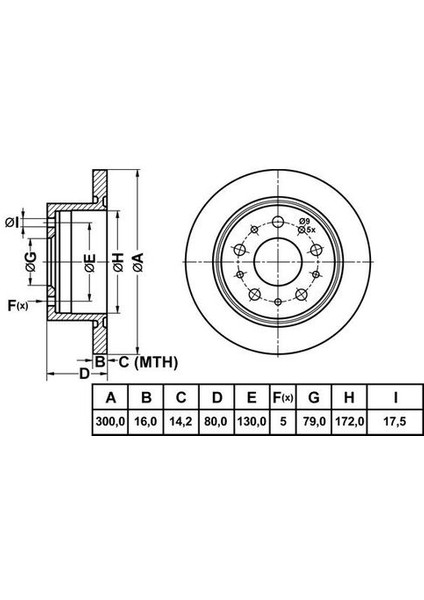 50182 Fren Disk Arka Düz 300-5 Ducato V 250 06-Boxer Iıı 06- 51740250